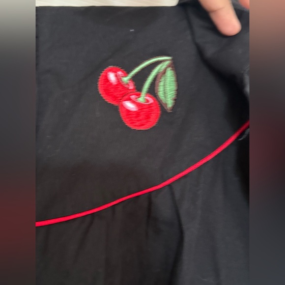 Torrid Black Button Down Shirt with Red Cherry Accents - Picture 4 of 11
